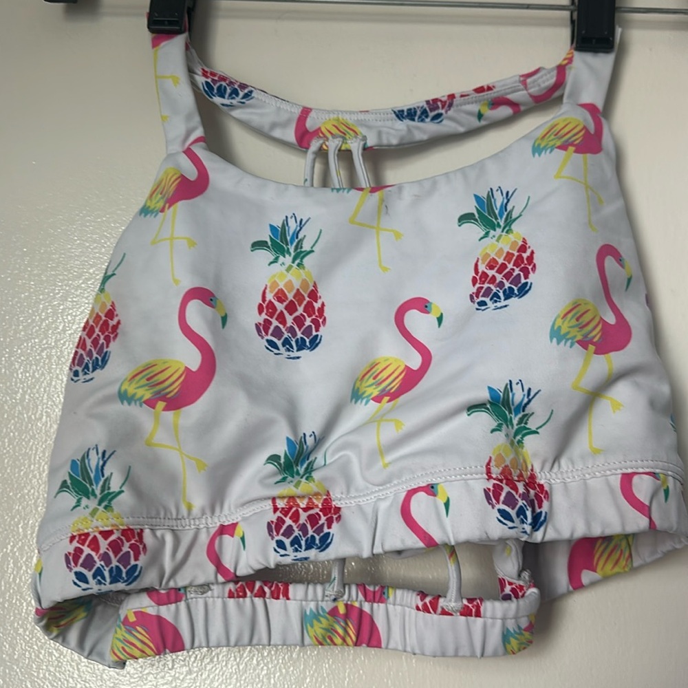 Feed Me Fight Me Flamingo & Pineapple sports bra size XL